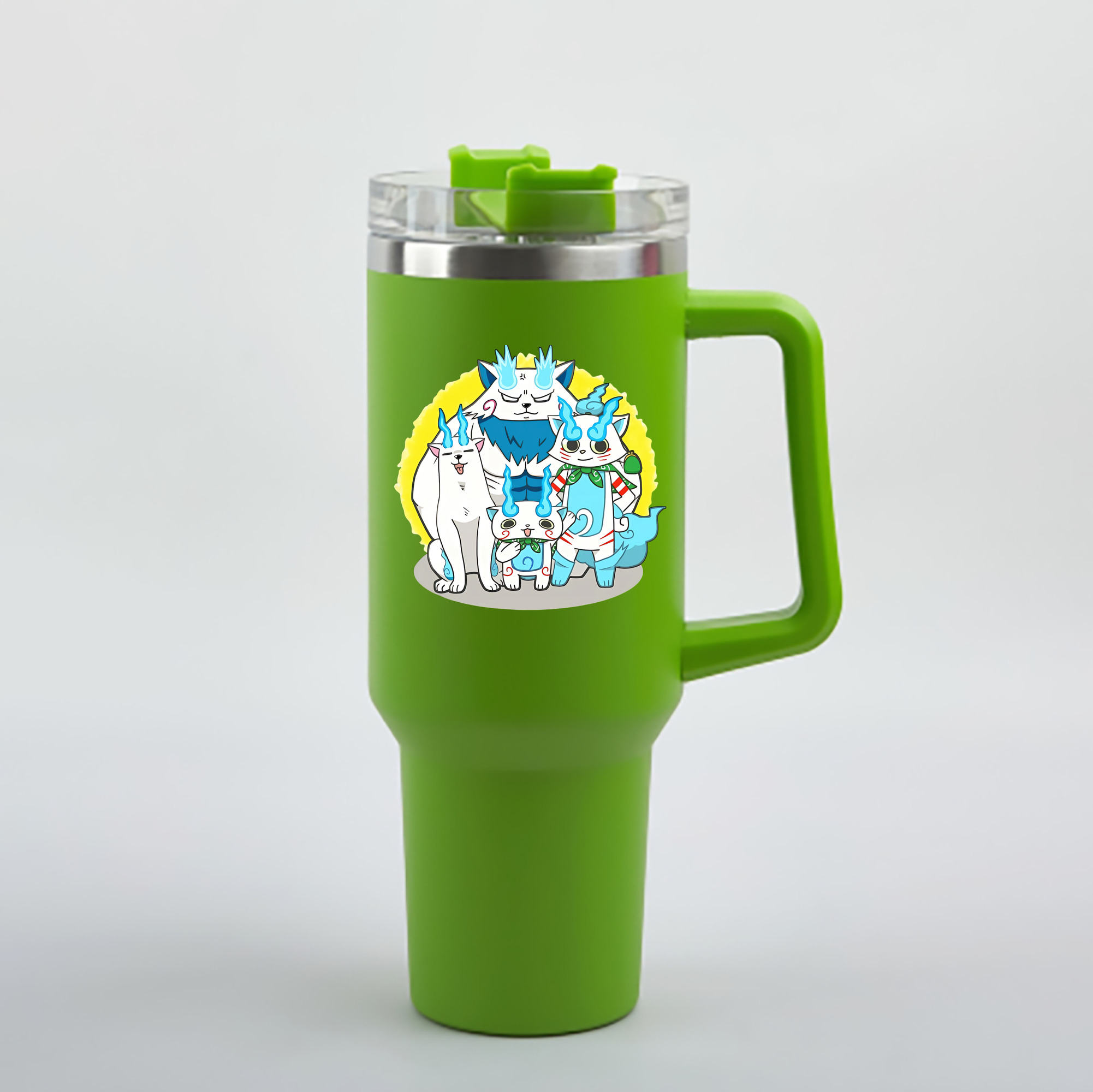 （画像用） 妖怪ウォッチ Yo-kai Watch 1200mL車用タンブラー - クリスタルステッカー（プラスチックストロー付き）